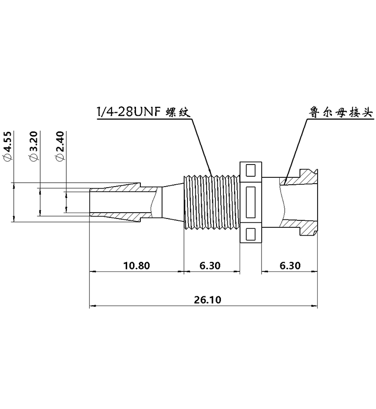 3.2mm（1/8）穿板魯爾母接頭