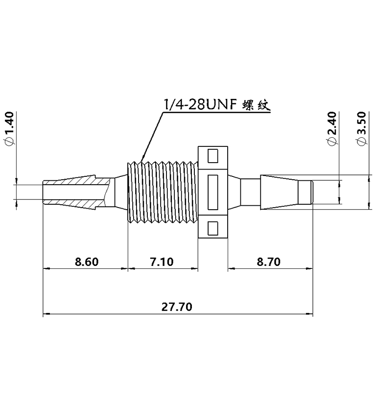 2.4mm（3/32）穿板直通接頭